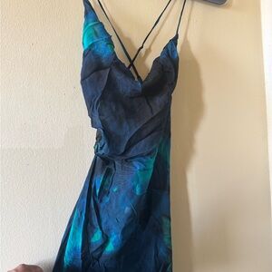 Rat & Boa Vibrant Blue and Green Backless Dress